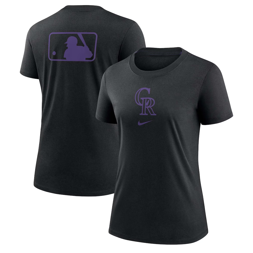 Women's Colorado Rockies Black Early Work Tri-Blend Dri-FIT T-Shirt(Run Small)